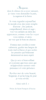 Signet au verso : une pri&egrave;re de Saint Fran&ccedil;ois d'Assise