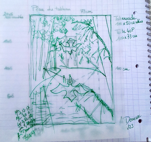 Esquisse sur calque du tableau