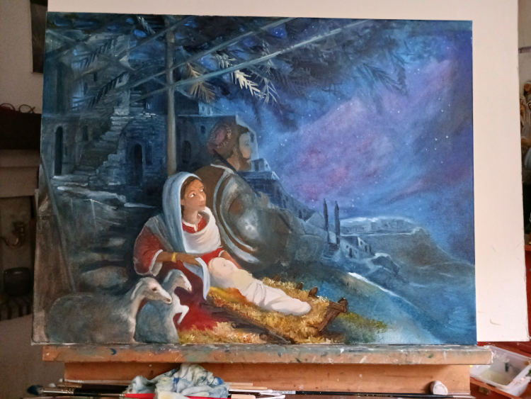 Cr&egrave;che de No&euml;l (Luc 2, 7) par Alexandra Domnec