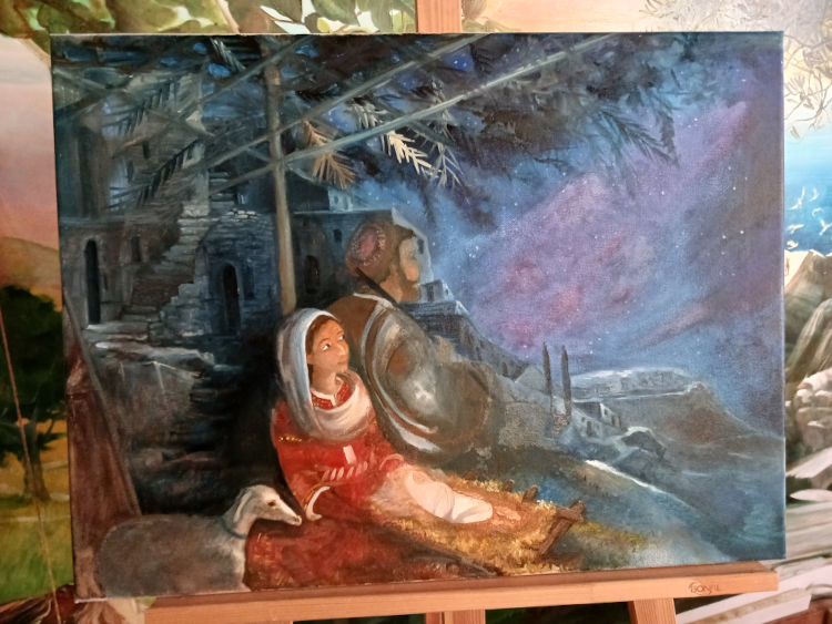 Cr&egrave;che de No&euml;l (Luc 2, 7) par Alexandra Domnec