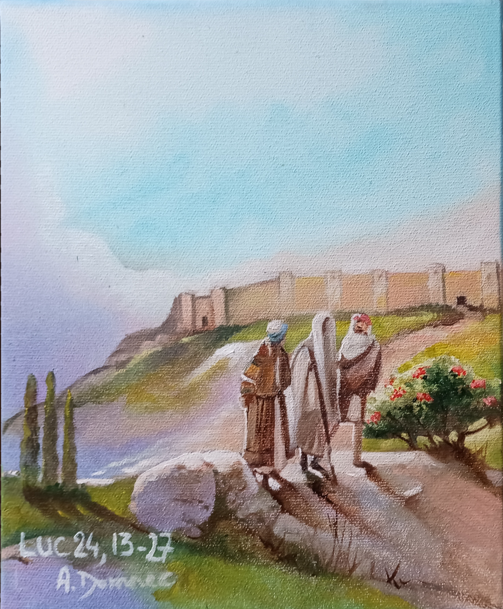 Pèlerin d'Emmaüs (trois) Luc 24, 13-27 par Alexandra Domnec