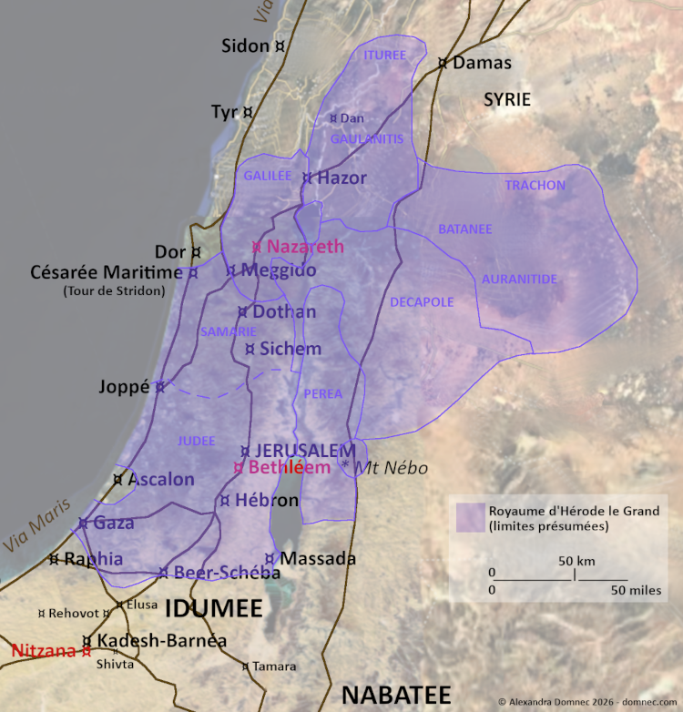 Le royaume d'H&eacute;rode le Grand d&eacute;coup&eacute; en T&eacute;trarchies romaines